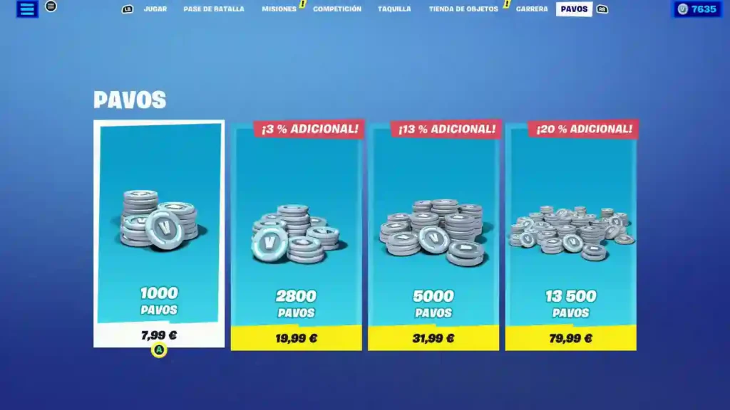 cómo canjear PaVos en Fortnite