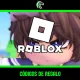 Personaje de Roblox con estilo anime con el logo de la plataforma y el título "códigos de regalo"