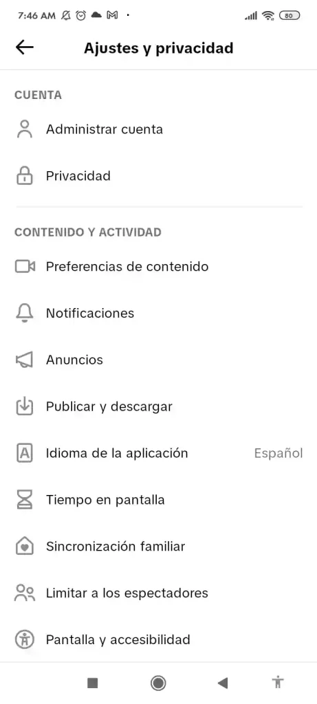 Descubre dónde están los ajustes en TikTok