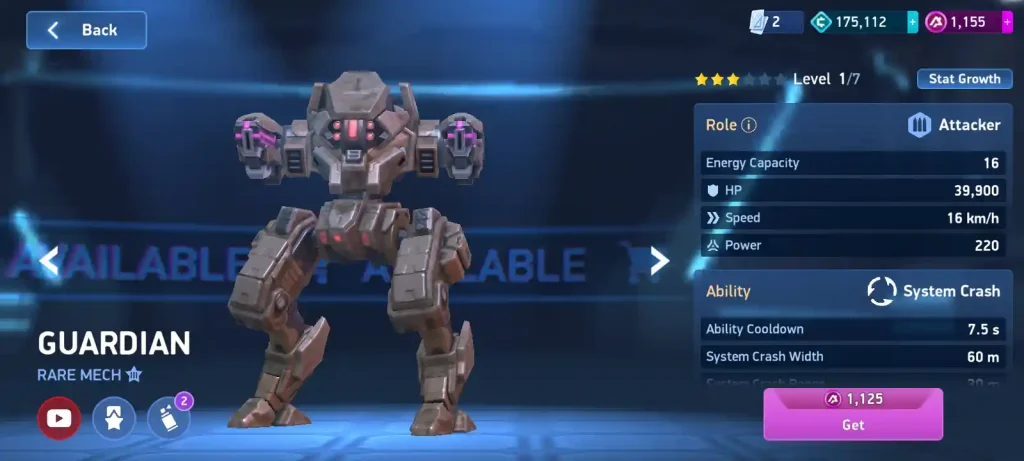 build de Guardian en Mech Arena