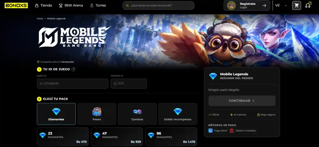 recargar diamantes mobile legends bonox venezuela